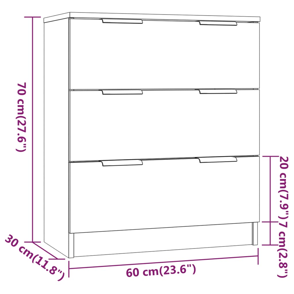Sideboard Grau Sonoma 60x30x70 cm Holzwerkstoff